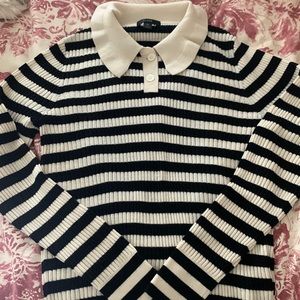 J Crew Ruffle Collar Ribbed Merino Wool Sweater